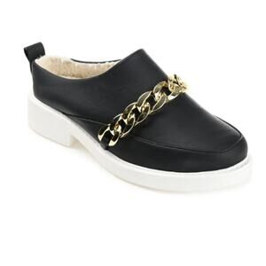 Journee Tru Comfort Sheah Loafer Clogs in Black Faux Leather Size 8.5